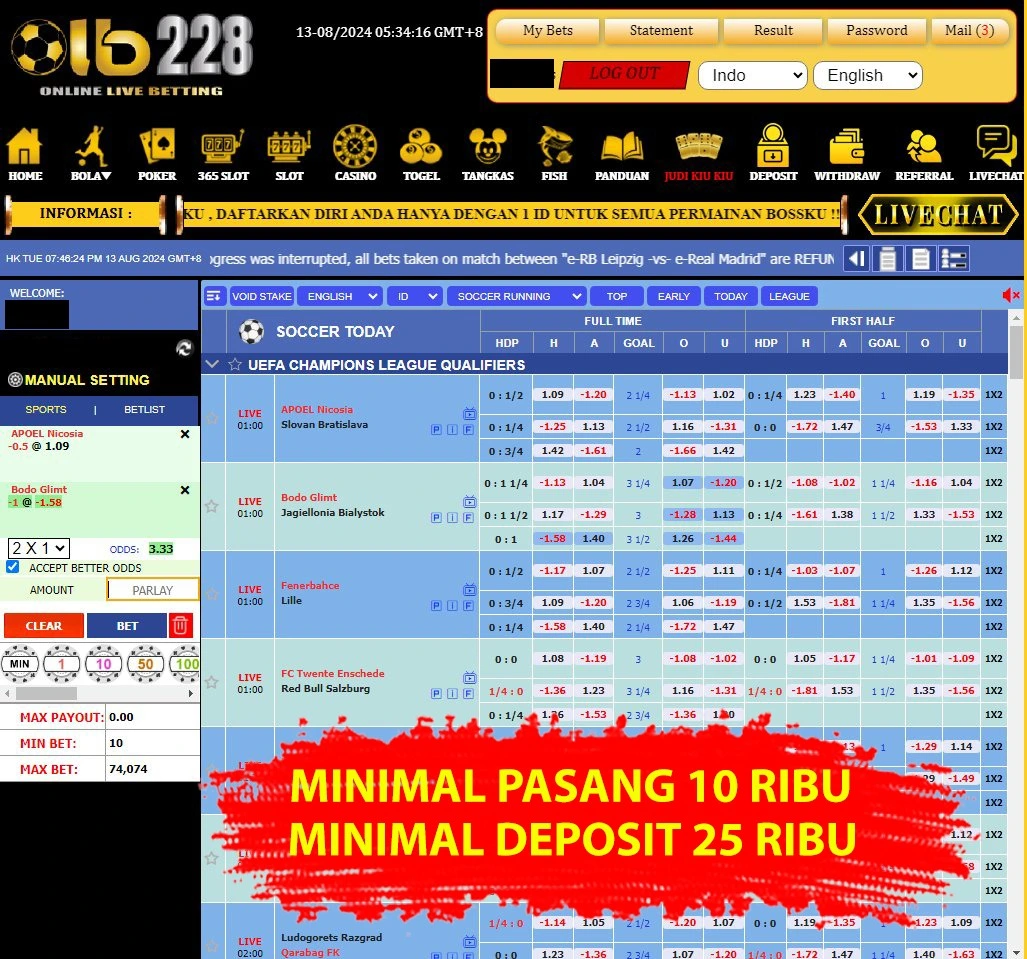 OLB228 : Agen Situs Judi Bola Mix Parlay 2 Tim Liga SB 2024